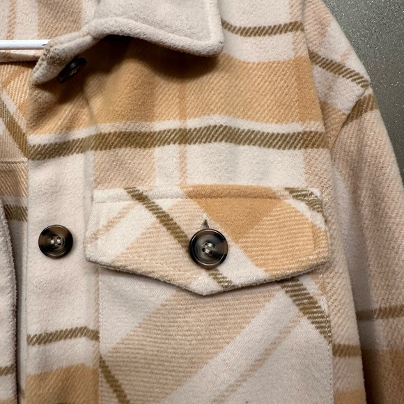 Love Tree Cream Tan Yellow Long Flannel Shacket Small - Picture 4 of 4